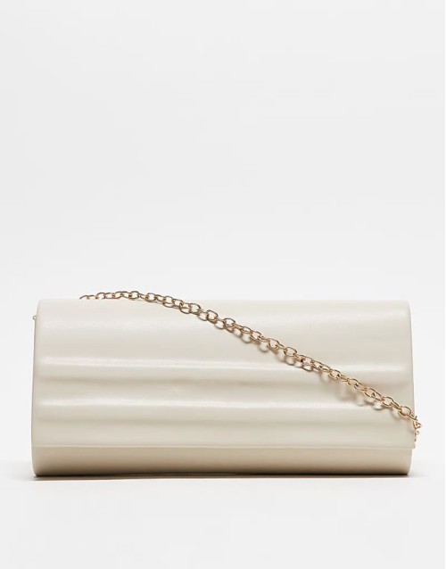 Valentino sofie minimal clutch bag with detachable chain strap in cream