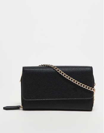 Valentino rised chain strap crossbody bag in black with gift box