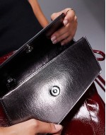 asymmetric clutch bag with chain strap in gunmetal
