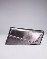 asymmetric clutch bag with chain strap in gunmetal