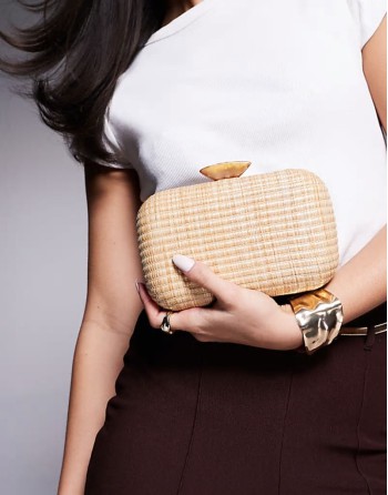straw box clutch bag in natural
