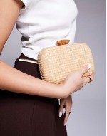 straw box clutch bag in natural