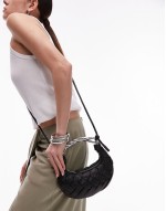 Orla  weave top handle bag in black