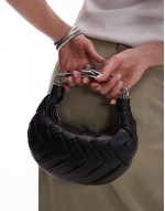 Orla  weave top handle bag in black