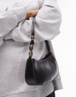 Sadie shoulder bag with beaded handle detail in black
