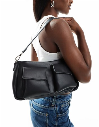 PASQ multi pocket shoulder bag in black