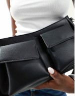PASQ multi pocket shoulder bag in black
