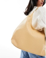 large woven shoulder bag in butter yellow