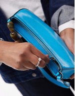 Sadie shoulder bag with beaded handle detail in turquoise