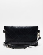 Valentino nur re small quilted clutch bag with wristlet strap in black