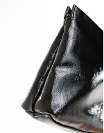 zip top clutch bag in black