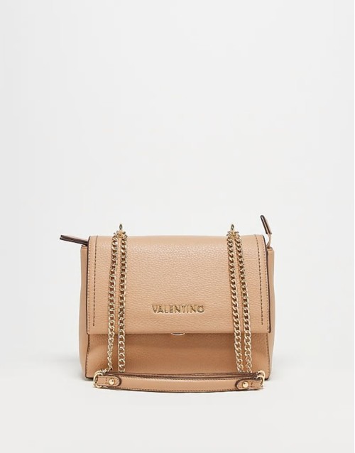 Valentino samantha contrast stitch detail crossbody bag in tan