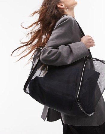 Sutton mesh shoulder bag in black