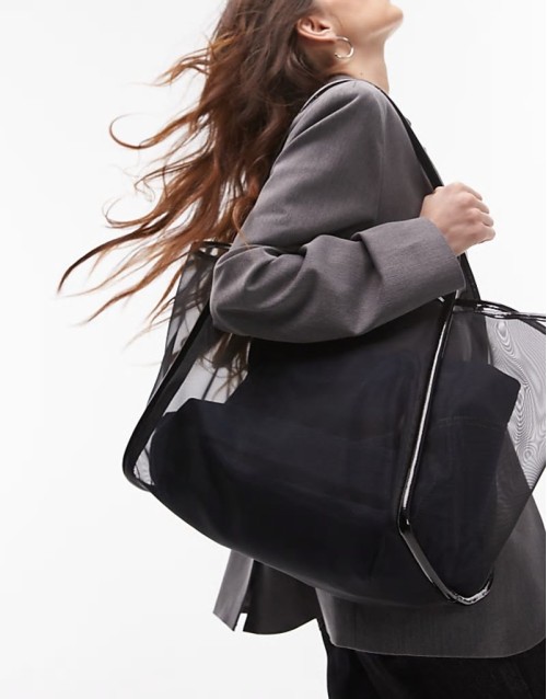 Sutton mesh shoulder bag in black