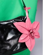 shoulder bag with flower charm in black