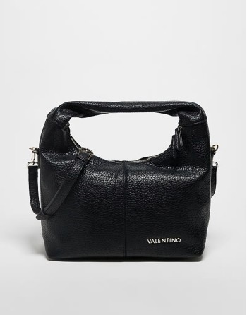 Valentino stem slouchy shoulder bag with detachable crossbody strap in black