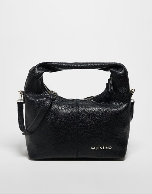 Valentino stem slouchy shoulder bag with detachable crossbody strap in black