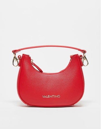 Valentino zero shoulder bag with detachable contrast webbing strap in red