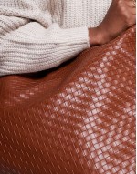 slouchy shoulder tote bag in brown woven
