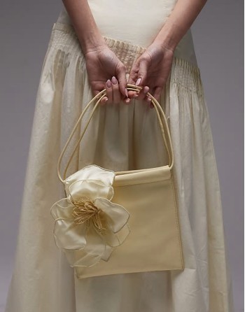 flower pouch bag in light yellow