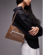 front pocket detail shoulder bag in tan