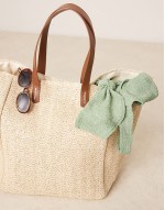 straw oversized tote bag with pu handles