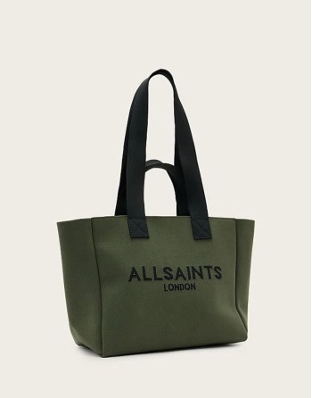 Izzy medium knitted tote bag in olive green