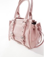 bowler bag with double buckle in pink