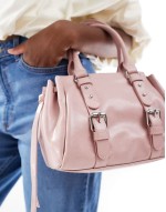 bowler bag with double buckle in pink