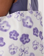 tote bag in white with lilac floral print