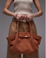 Hana medium faux suede tote bag in brown