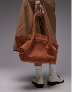Hana medium faux suede tote bag in brown