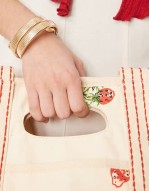 caravan canvas tote bag in strawberry print