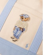 small bear tote bag in cream and light blue