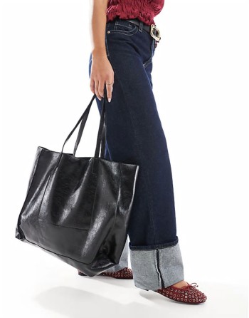 reversible shopper bag in black