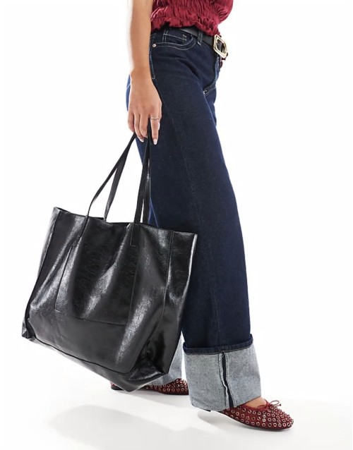 reversible shopper bag in black