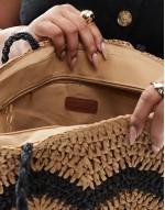 striped slouch shopper beach bag in black and natural